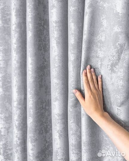Комплект штор мрамор Зарина Стальной