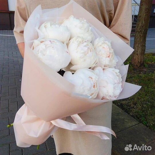 Букет из белых пионов