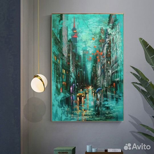Интерьерная картина городской пейзаж премиум холст