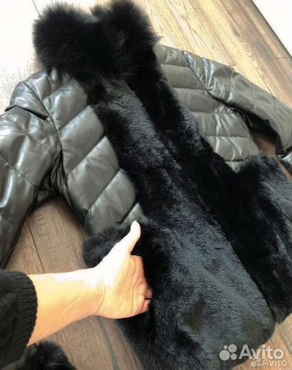 Кожанная куртка утепленная 42-44