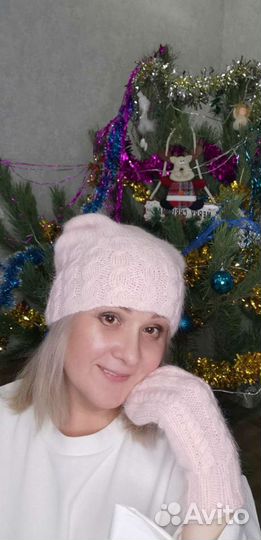 Шапка и варежки из пуха норки