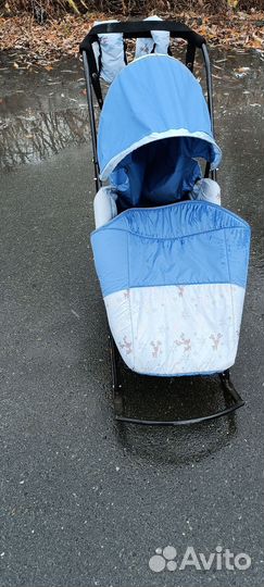 Детские санки коляска с колесами