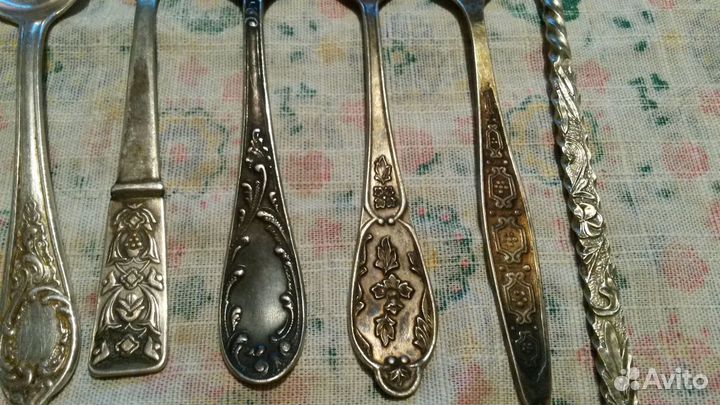 Мельхиор ложки 6 шт разные