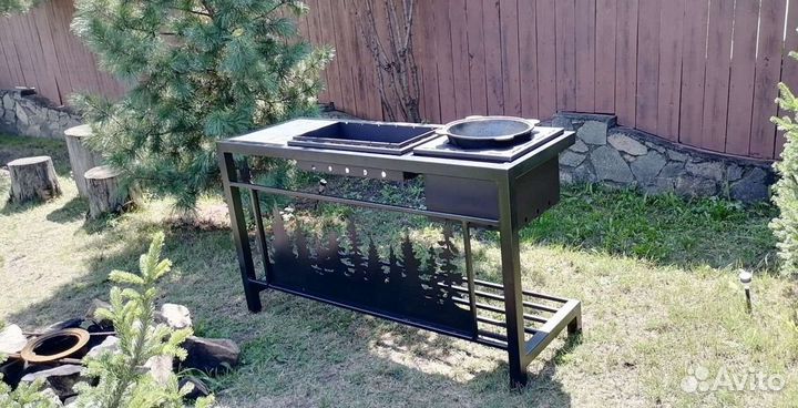 Мангал 3 в 1: мангал + печь для казана + стол