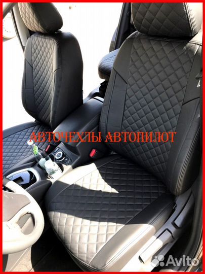 Чехлы Автопилот Opel Mokka из экокожи чёрные Ромб