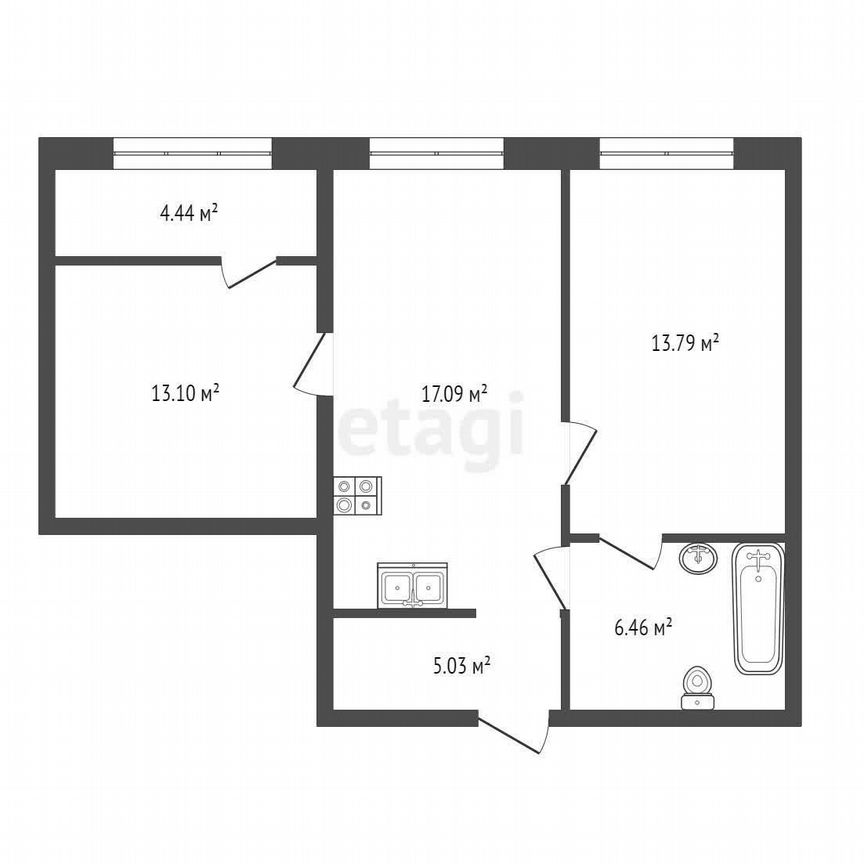 2-к. апартаменты, 59,9 м², 2/8 эт.