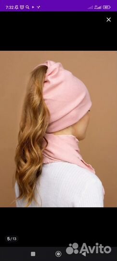 Шапка с шарфом под дреды