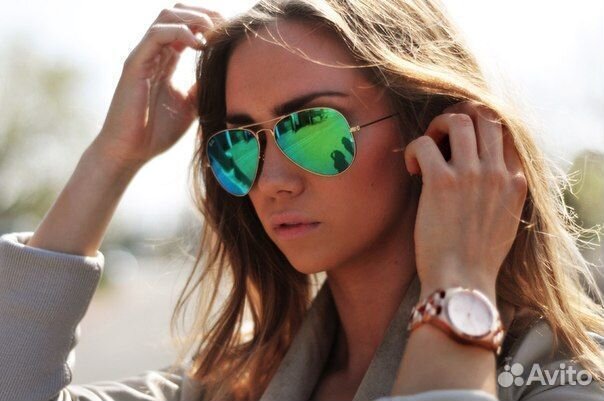 Очки Ray Ban Aviator Зелёное Зеркальное Стекло