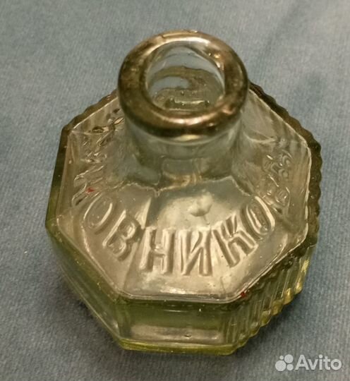 Стеклянная чернильница П.Е.Луковников. Отличная