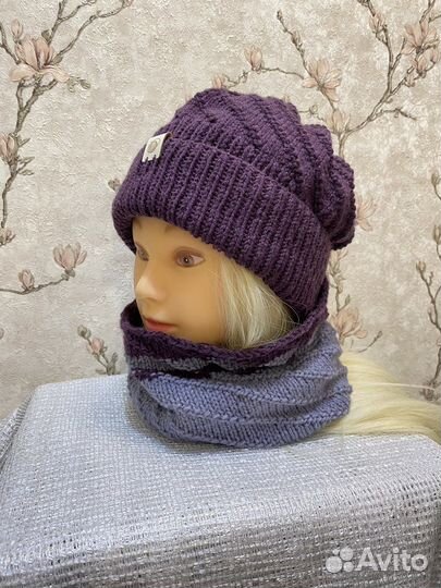 Комплект шапка и снуд женский