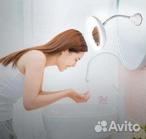 Косметическое зеркало с подсветкой на гибкой ножке