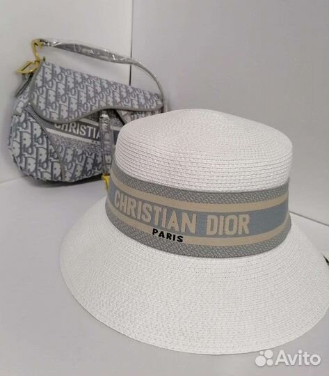 Белая плетёная шляпка женская Dior новая