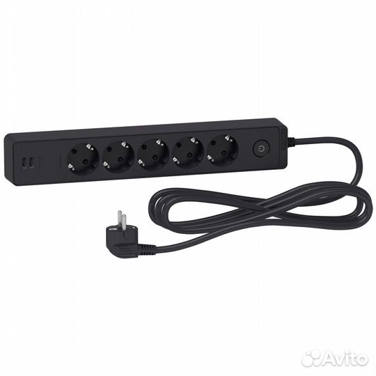 Удлинитель UE 5 роз.+ 2USB, кабель 3 м