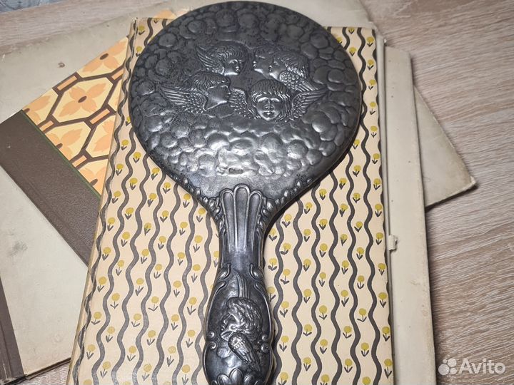 Антикварное серебряное заркало, Англия 1907