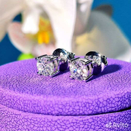 Серьги 0.5 карат с бриллиантом CVD