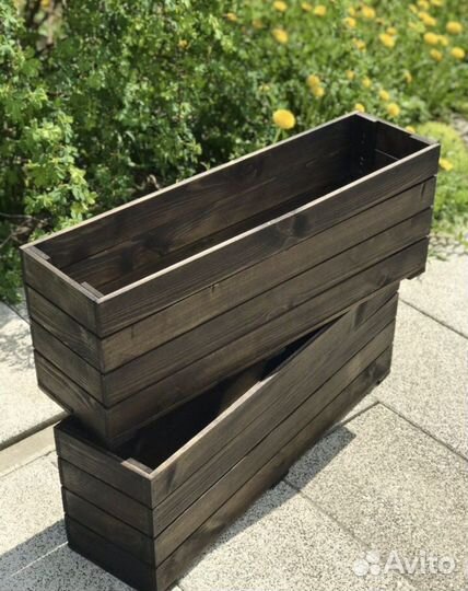 Деревянные кашпо для цветов и растений