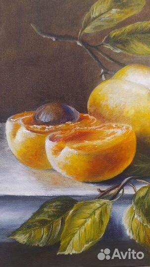 Картина маслом с персиками и сливами 25 на 30