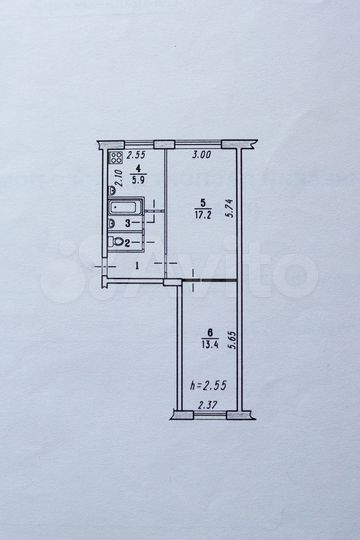 2-к. квартира, 43 м², 1/5 эт.