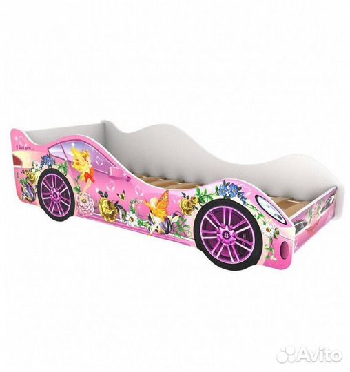 Кровать-машина для девочки с матрасом Торг