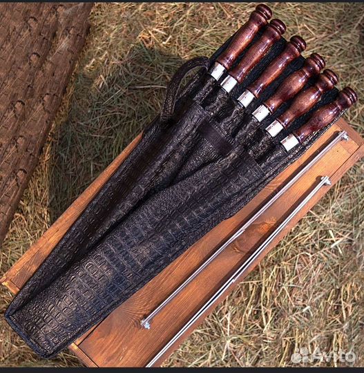 Набор шампуров с деревянном ручкой