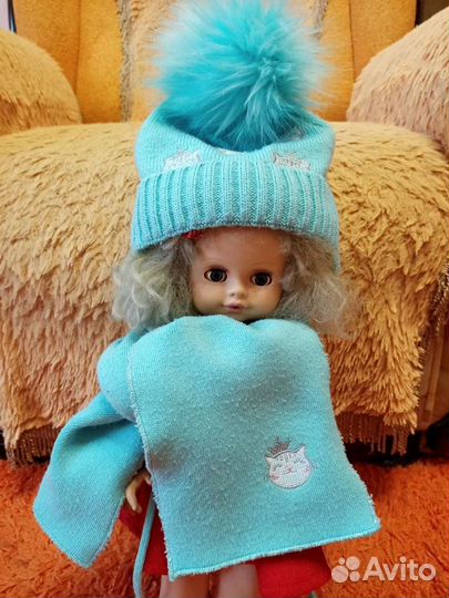 Шапка с ушками и шарфик для девочки