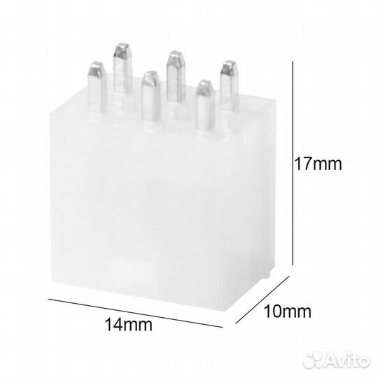 Разъем питания 6 pin (мама) прямой на контр. плату