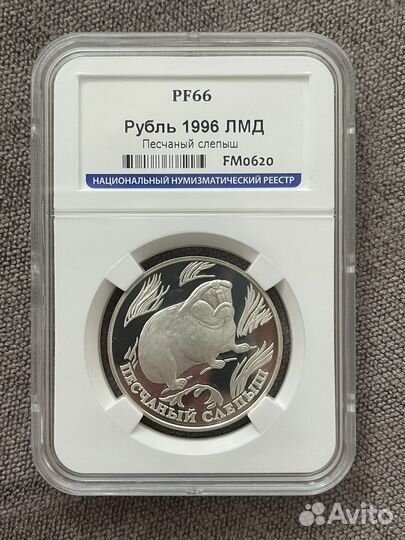 Рубль 1996г. Песчаный слепыш серебро