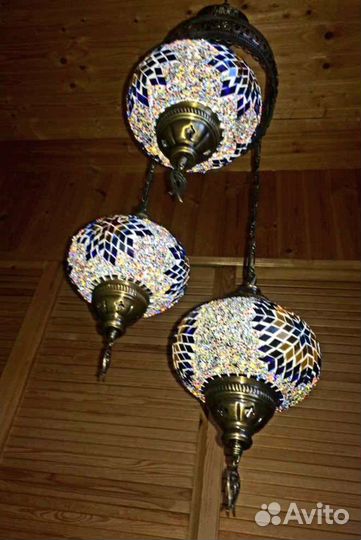 Люстра новая турецкая мозаика освещение 3 плафона