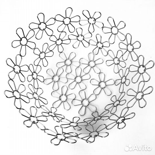 Ваза для фруктов большая 32 см стальная Цветы