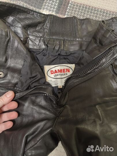 Кожанные мотокуртка и мотобрюки женские