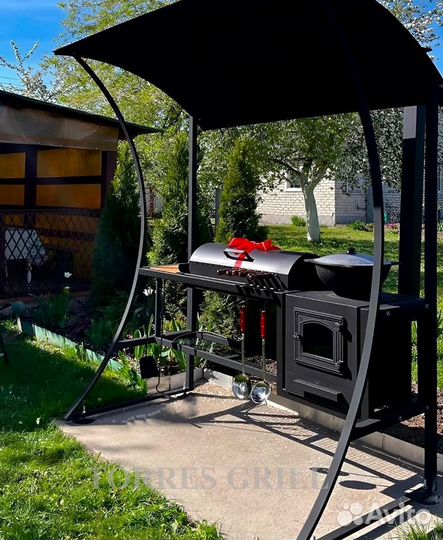 Мангал Барбекю с навесом и печью