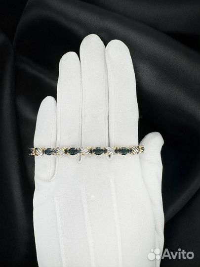 Золотой браслет с сапфирами 585 проба 14.41 гр