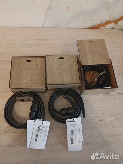 Мужской ремень натур кожа в коробке 110-115 см