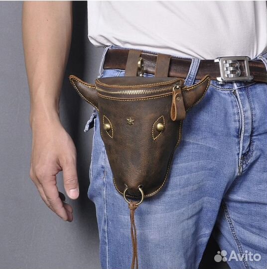 Винтажная сумка на ремень из кожи Крейзи хорс