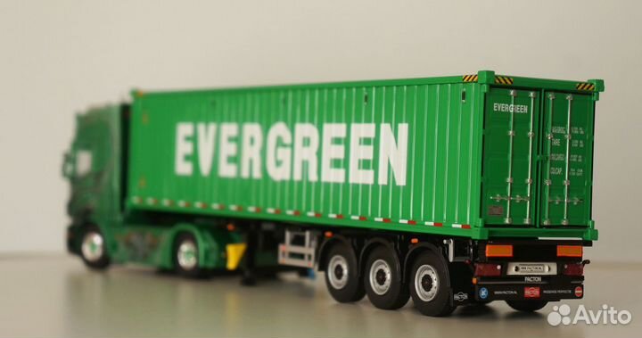 1/50 тягач Scania контейнеровоз контейнер Evergre