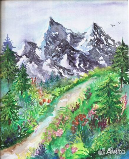 Картина акварель пейзаж 