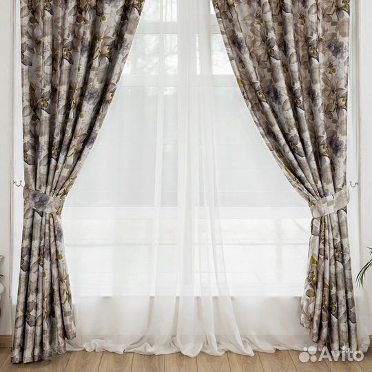 Портьеры рогожка Жардин бронзовый шторы