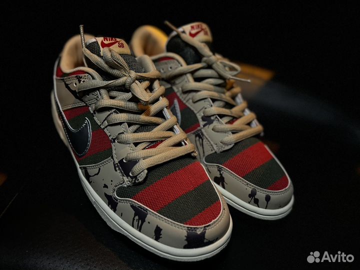 Nike sb dunk low Freddy Krueger мужские