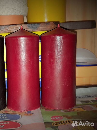 Свечи восковые цилиндрические, цветные №3