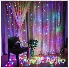 Гирлянда штора 3*3 цветная, желтая