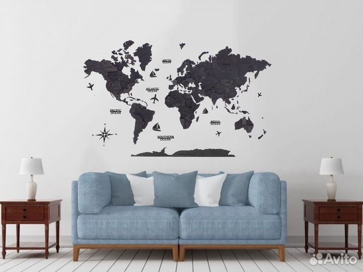 Карта мира из дерева