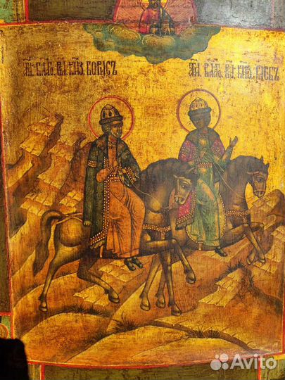 Старинная икона Борис и Глеб