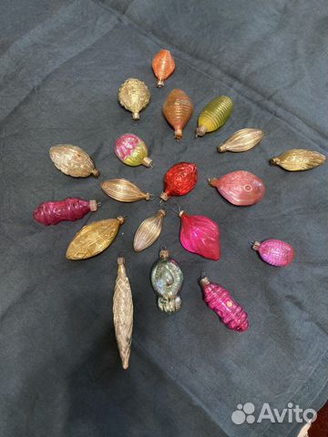 Набор полупрозрачных советских елочных игрушек