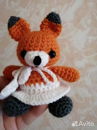 Лиса Алиса и Лисенок вязаная игрушка ручная работа