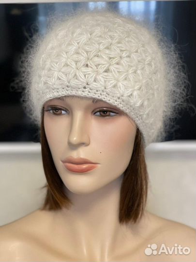 Шапка пуховая вязаная