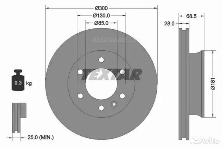 Textar 93143203 Диск тормозной с покрытием PRO пер
