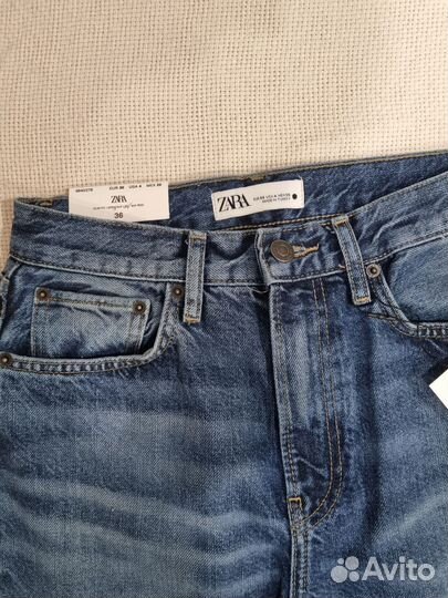 Джинсы cropped прямого кроя средняя посадка Zara