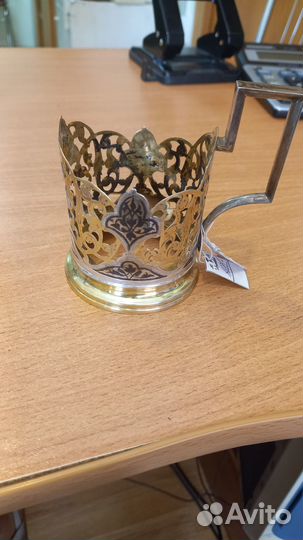 Подстаканник серебро, золото 875