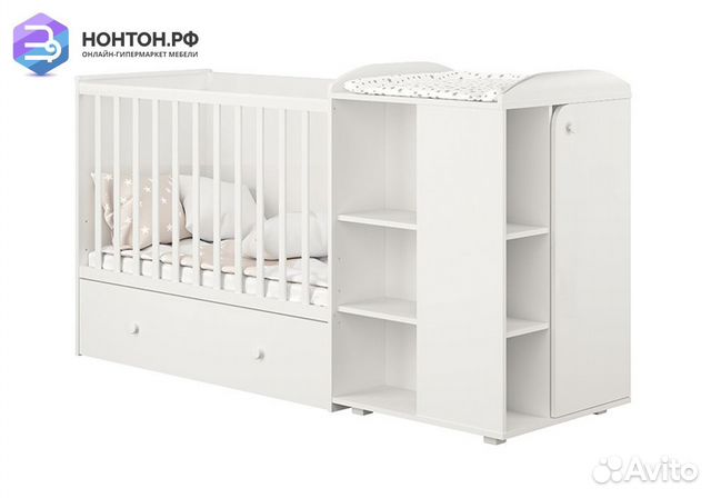 Кроватка-трансформер с комодом Ameli 800 белый