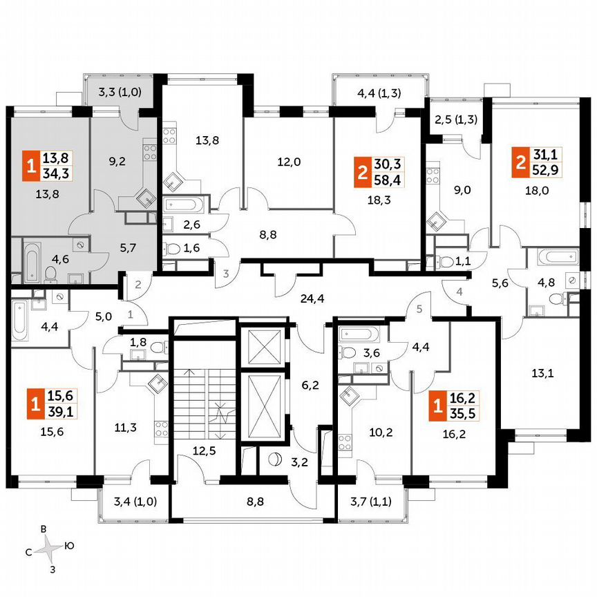 1-к. квартира, 34,3 м², 21/21 эт.